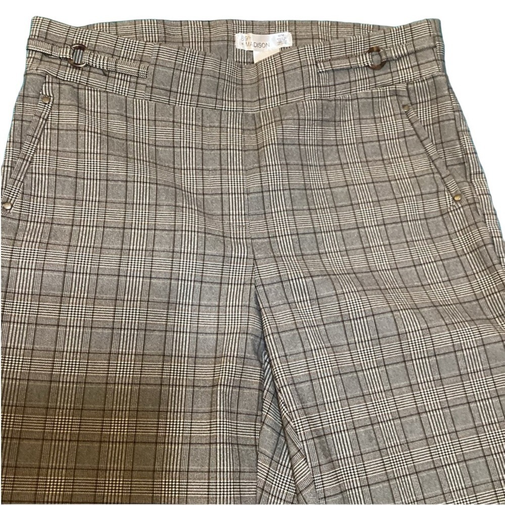 89th + Madison Womens Brown Plaid Bootcut Dress Pants Stretch Size Medium - Picture 2 of 8